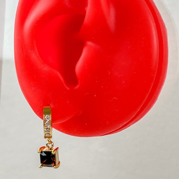 Gold Plated Small Huggie Hoop With Charm Earrings - Picture 6 of 7